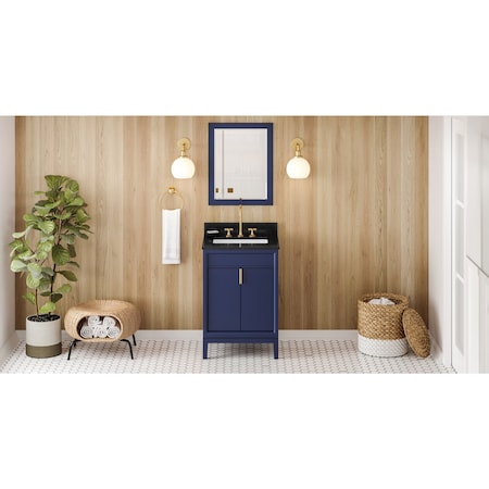 Jeffrey Alexander 24In. Hale Blue Theodora Vanity, Black Granite Vanity Top, Undermount Rectangle Bowl VKITTHE24BLBGR
